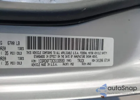 2012 Ram 1500 St from USA, damaged, VIN 1C6RD6FT3CS133593